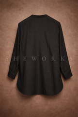 Black Button-Down Kurta