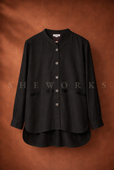 Black Button-Down Kurta