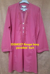 Rouge (25SM327) Patt: Boxy Panalled Kurta Red