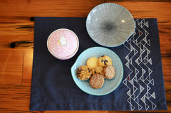 Triangle motif hand embroidered mats