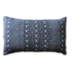 Grey Handwoven, embroidered cushion
