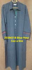 Blue Hour (25SM318) Patt: Coz a line Short Style Kaftan Blue Strips