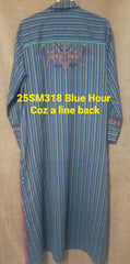 Blue Hour (25SM318) Patt: Coz a line Short Style Kaftan Blue Strips