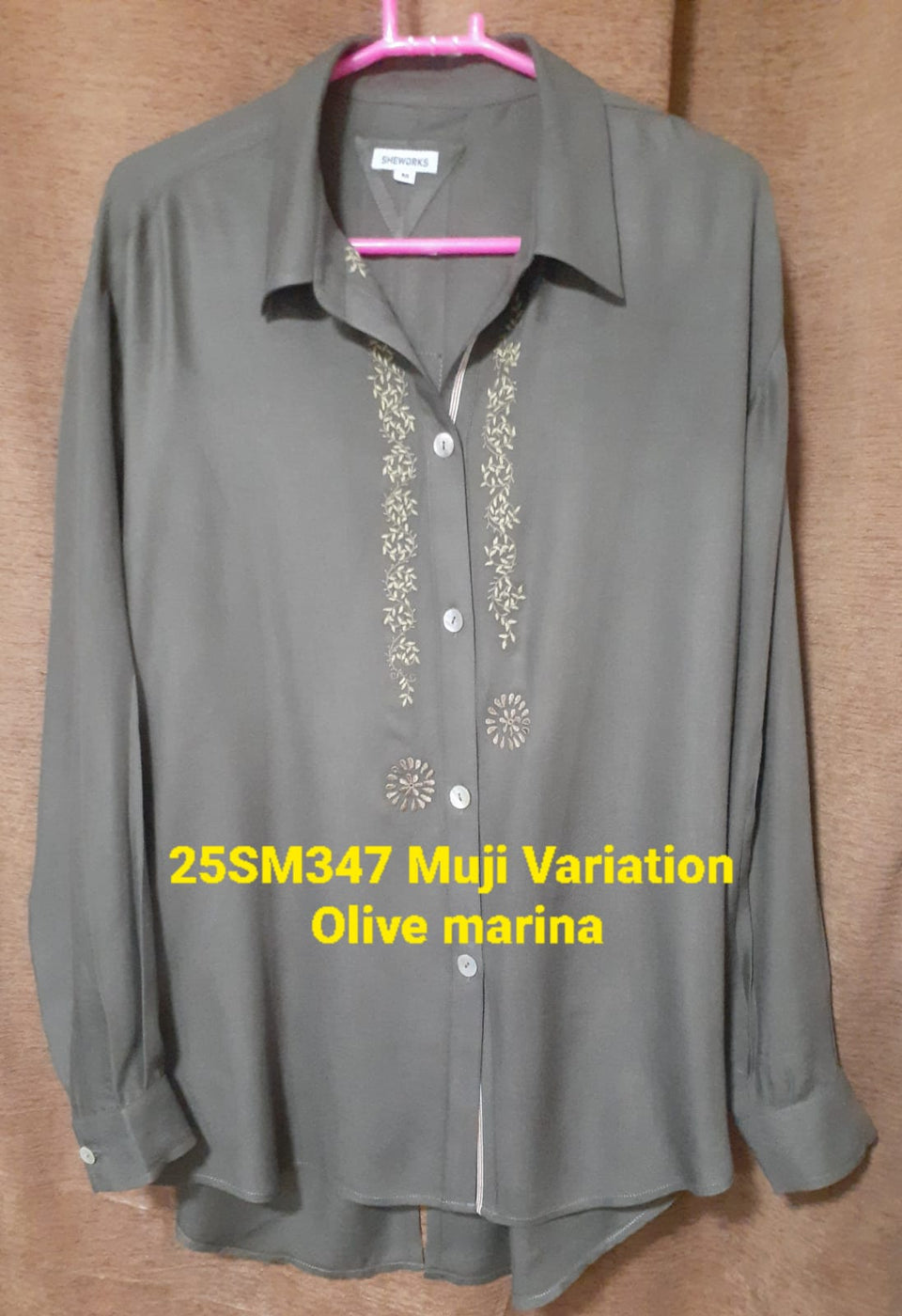 Muji Emb Variation (25SM347) Patt: Muji Variation Olive Marina