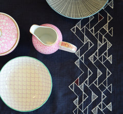 Triangle motif hand embroidered mats